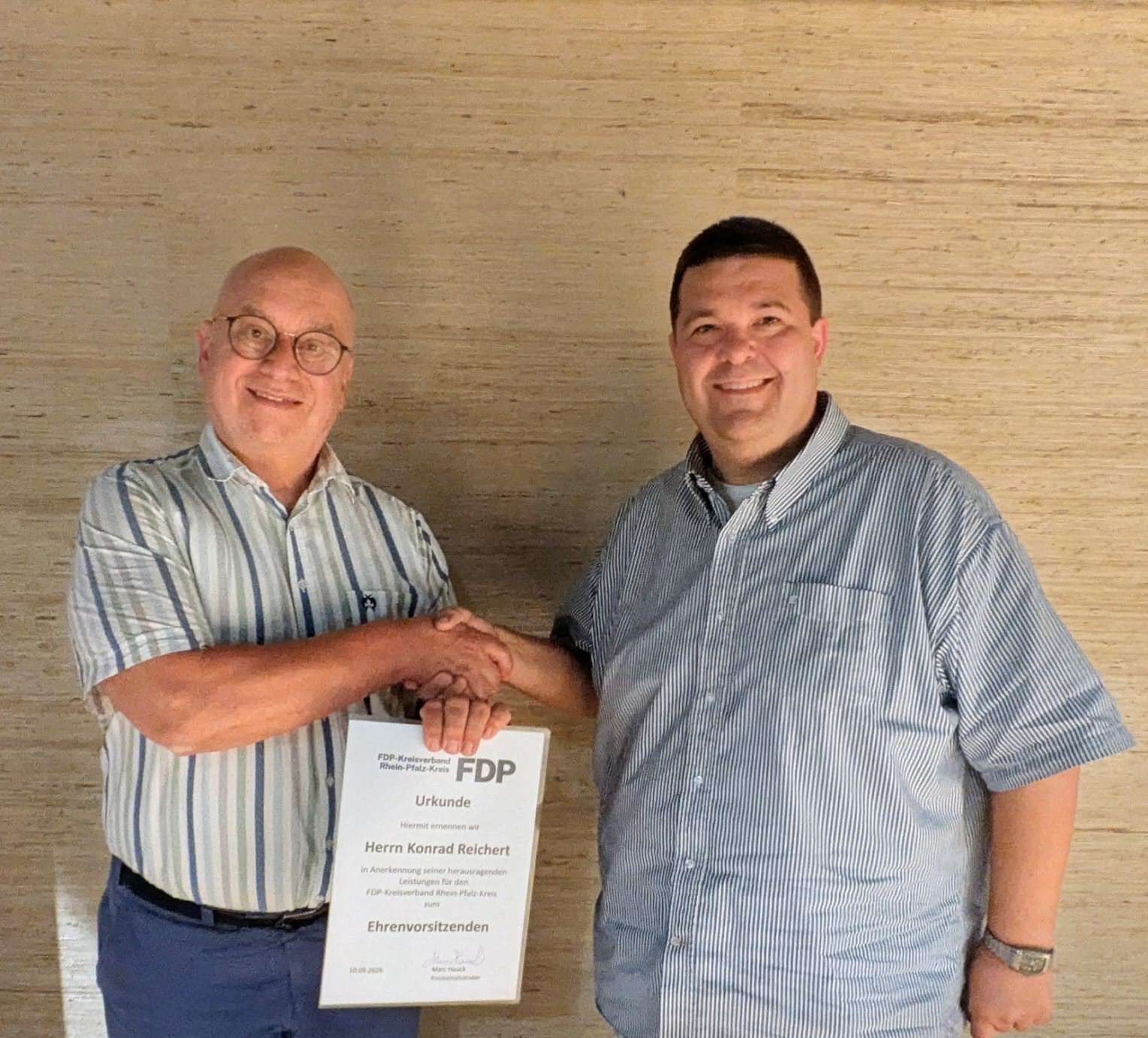 Konrad Reichert (Ehrenvorsitzender des Kreisverbandes), Marc Hauck (Kreisvorsitzender)