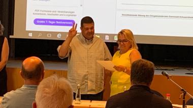 Marc Hauck bei seiner Wahl zum 2. Beigeordneten der Ortsgemeinde Dannstadt-Schauernheim.